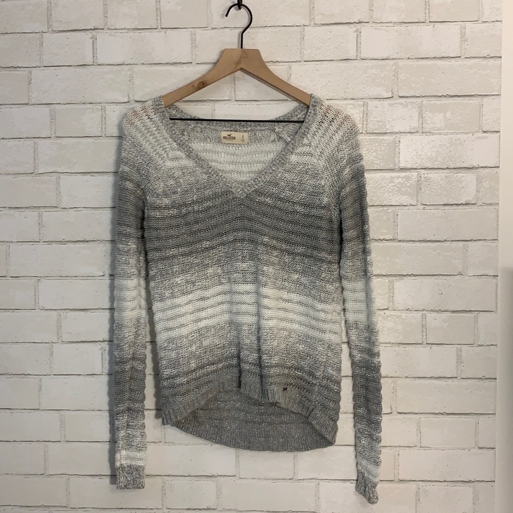 Holister gray & white sparkly hi-low sweater women’s size small